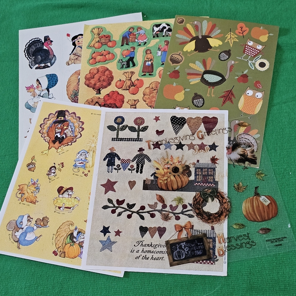 TH2:  Thanksgiving Sticker Bundle - 6 Sheets - American Greetings, Hallmark etc
